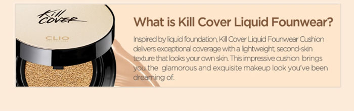 CLIO Kill Cover Liquid Founwear Ampoule Cushion Set 02 Lingerie 10g SPF50+ PA+++ with Refill 20g(Power Long Lasting Effect)
