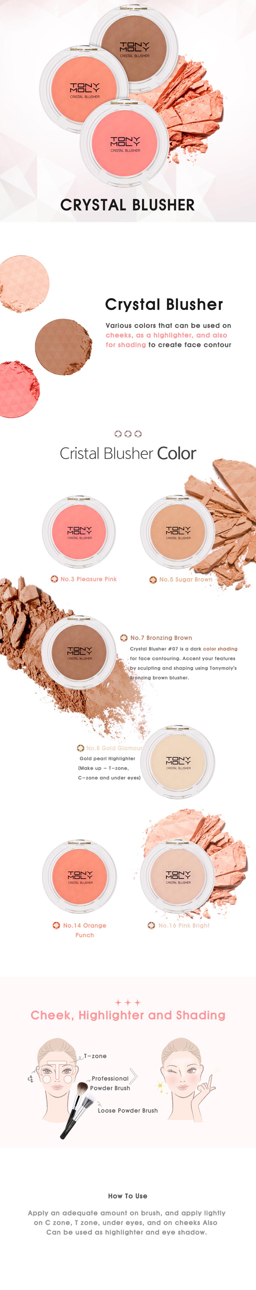 TONYMOLY Crystal blusher #7 Bronzing Brown